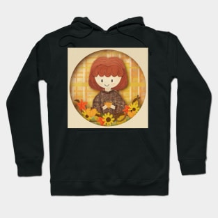 Fall Coffee girl paper cut art Hoodie